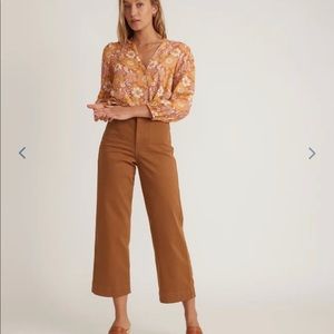 Marine Layer Bridget Wide Leg Pant in Mustard Yellow